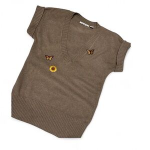 Eight Eight Eight unique medium Sweater Vest with, butterflies, and a sunflower